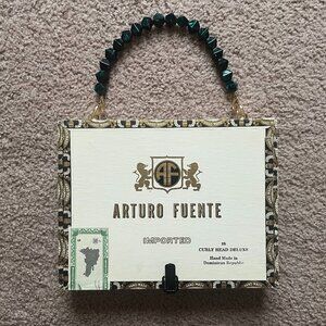 Vintage Arturo Fuente Cigar Box Purse With Beaded Handle Eclectic Boho Handbag